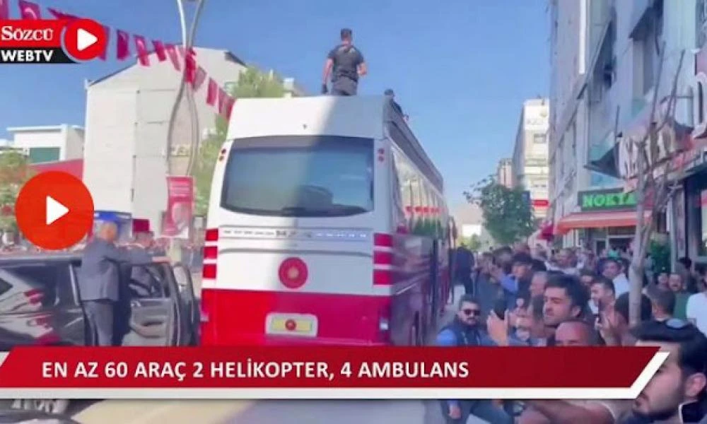 Ο Ερντογάν συνοδευόταν από 60 οχήματα, 4 ασθενοφόρα, πυροσβέστες και 2 ελικόπτερα στους δρόμους του Βαν